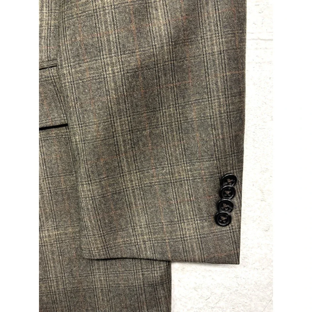 Hart Schaffner‎ Marx 42R Brown Plaid Flannel Wool Blazer Jacket Sport Suit Coat